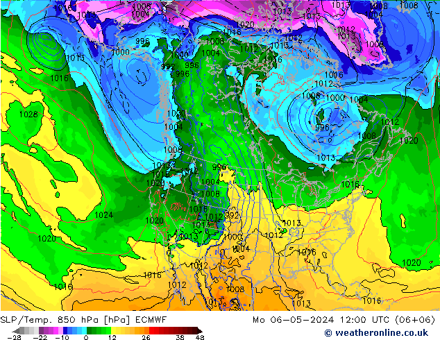 SLP/Temp. 850 hPa ECMWF Mo 06.05.2024 12 UTC