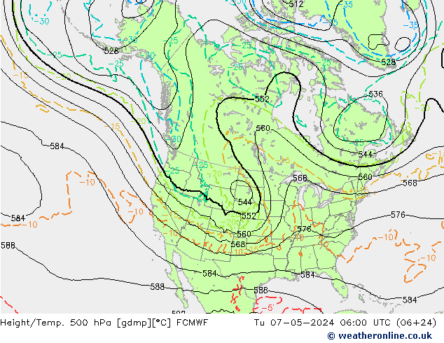 Z500/Rain (+SLP)/Z850 ECMWF Di 07.05.2024 06 UTC