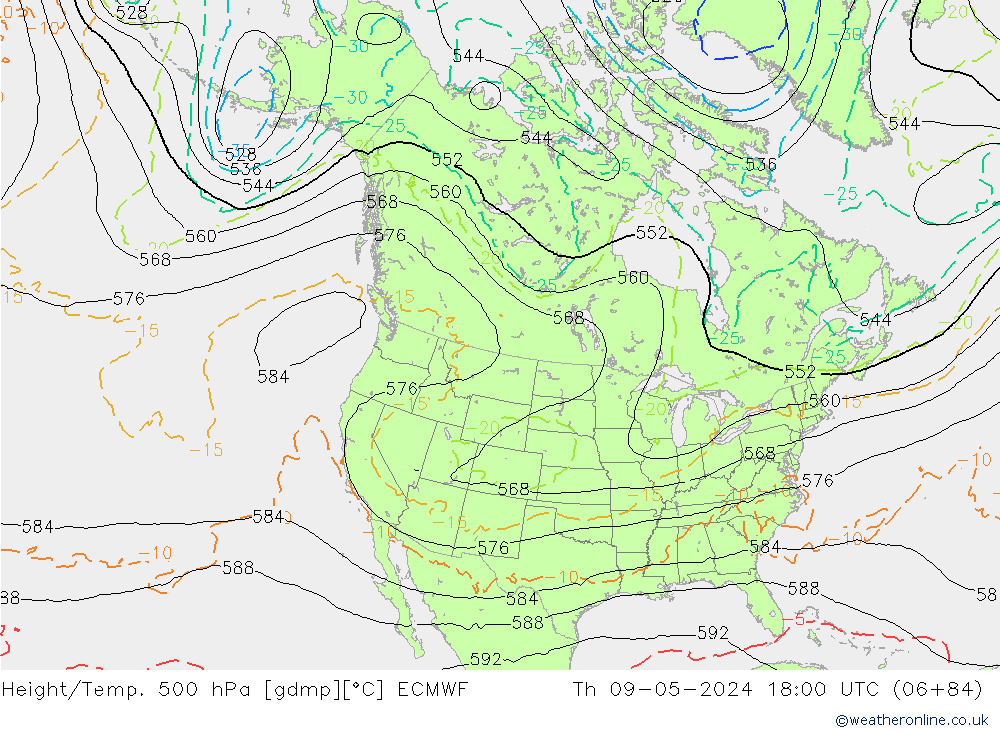 Z500/Rain (+SLP)/Z850 ECMWF Do 09.05.2024 18 UTC