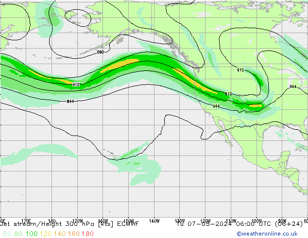 Straalstroom ECMWF di 07.05.2024 06 UTC