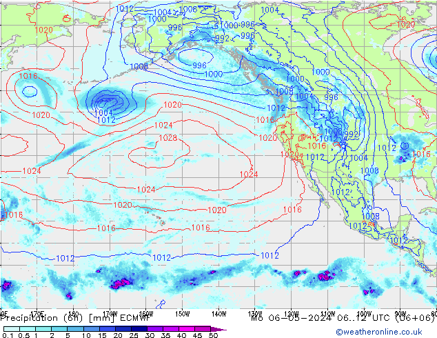 Z500/Rain (+SLP)/Z850 ECMWF lun 06.05.2024 12 UTC