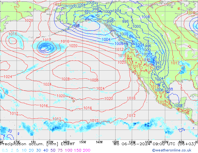 Precipitation accum. ECMWF Po 06.05.2024 09 UTC