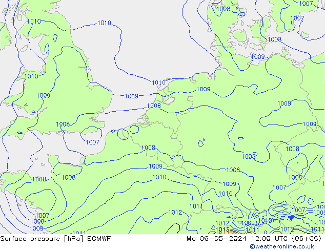 pressão do solo ECMWF Seg 06.05.2024 12 UTC