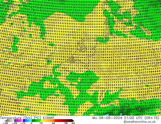 карта температуры ECMWF пн 06.05.2024 21 UTC