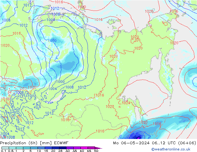 Z500/Rain (+SLP)/Z850 ECMWF Mo 06.05.2024 12 UTC