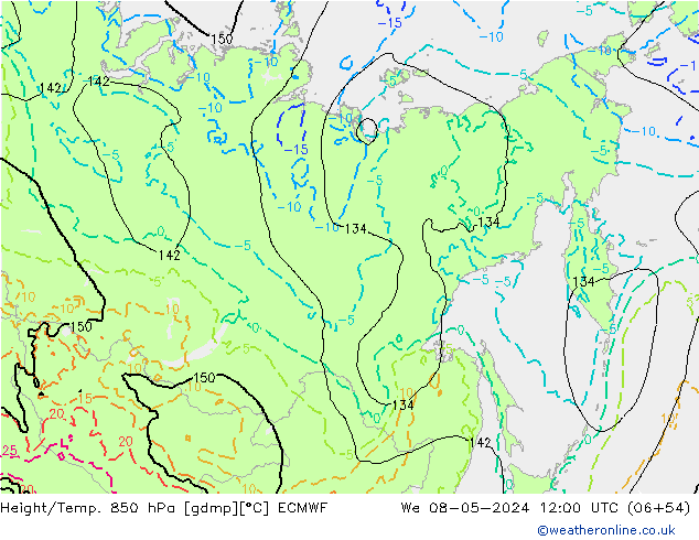 Z500/Rain (+SLP)/Z850 ECMWF St 08.05.2024 12 UTC