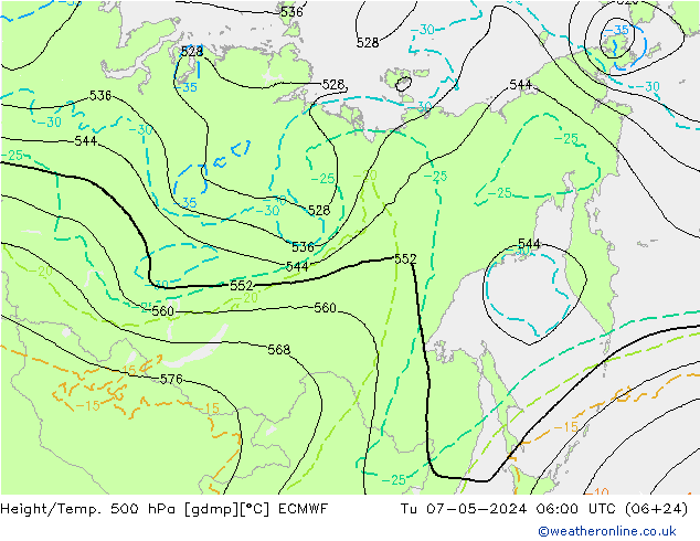 Z500/Rain (+SLP)/Z850 ECMWF mar 07.05.2024 06 UTC