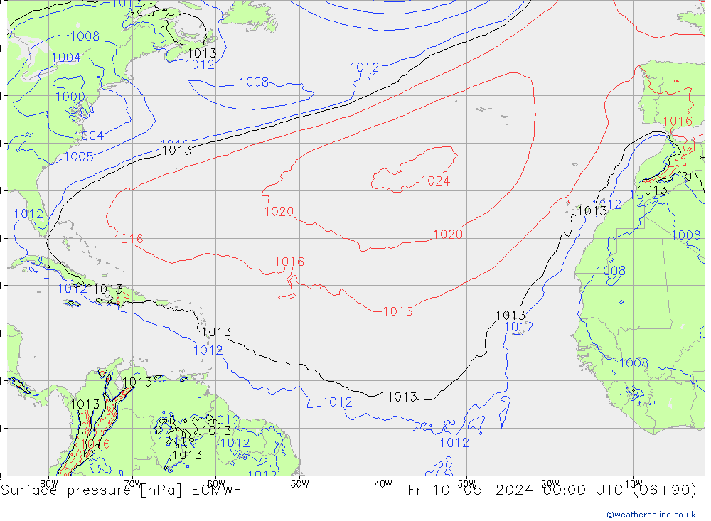 Luchtdruk (Grond) ECMWF vr 10.05.2024 00 UTC