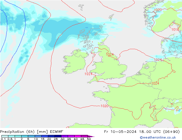 Z500/Rain (+SLP)/Z850 ECMWF Fr 10.05.2024 00 UTC