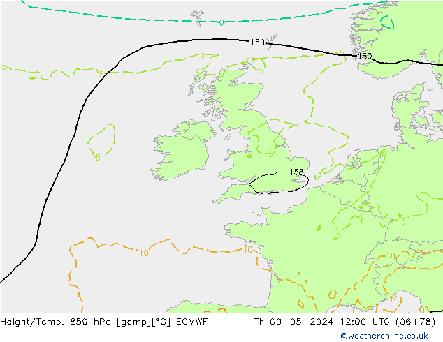 Z500/Rain (+SLP)/Z850 ECMWF Do 09.05.2024 12 UTC