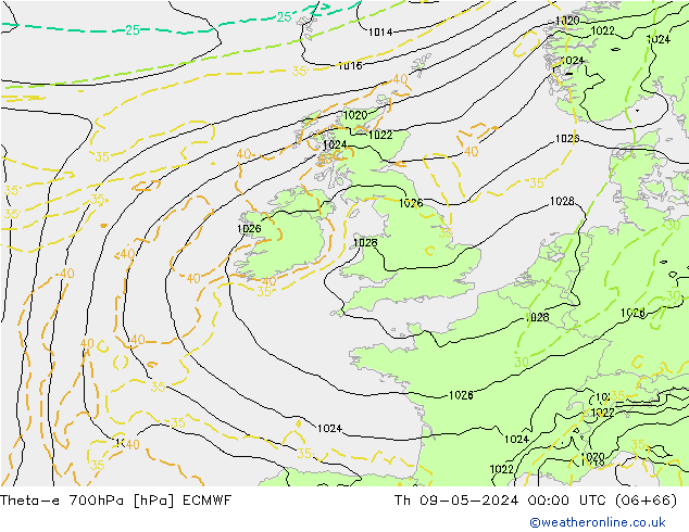 Theta-e 700hPa ECMWF do 09.05.2024 00 UTC