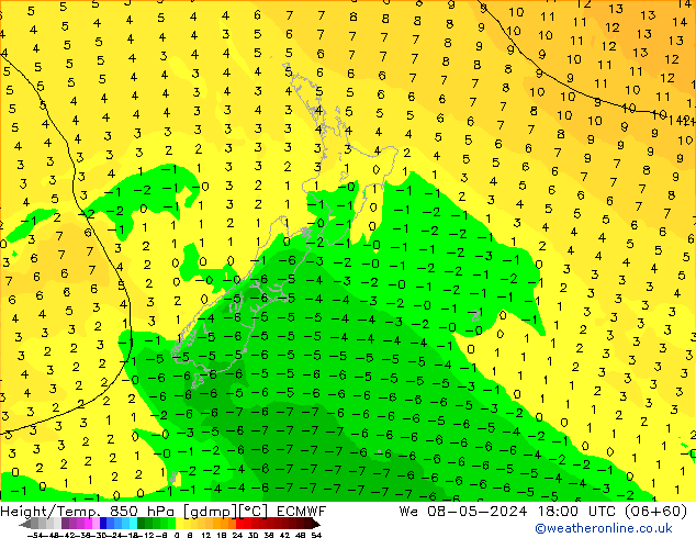 Z500/Rain (+SLP)/Z850 ECMWF  08.05.2024 18 UTC