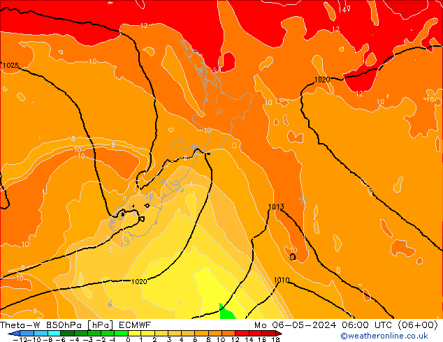 Theta-W 850hPa ECMWF Mo 06.05.2024 06 UTC