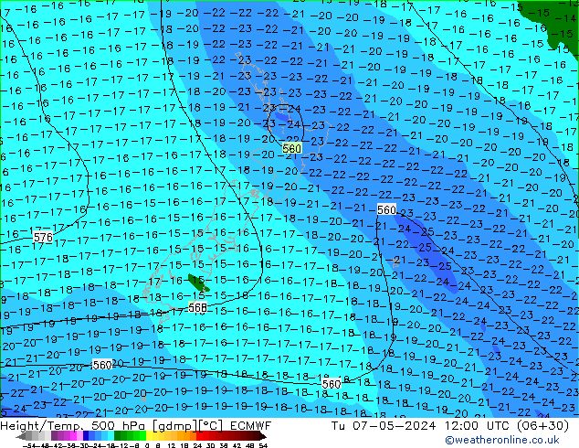 Z500/Rain (+SLP)/Z850 ECMWF Di 07.05.2024 12 UTC