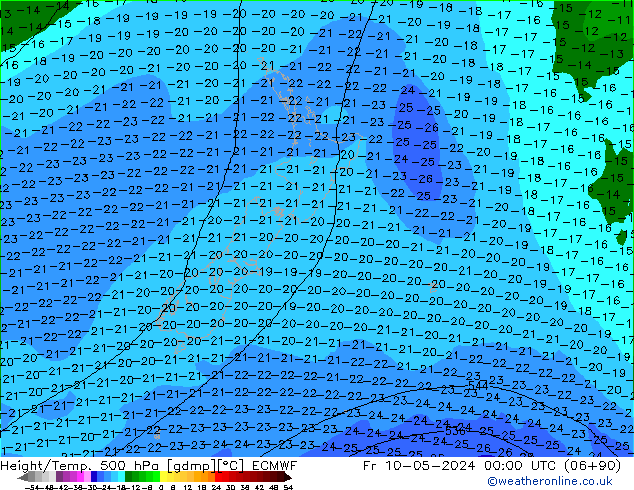 Height/Temp. 500 hPa ECMWF Fr 10.05.2024 00 UTC