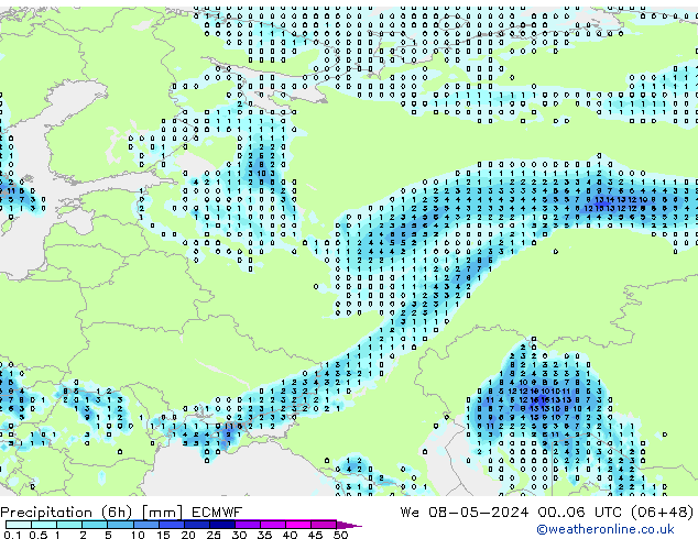 Z500/Rain (+SLP)/Z850 ECMWF We 08.05.2024 06 UTC