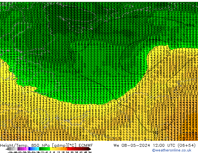 Z500/Rain (+SLP)/Z850 ECMWF We 08.05.2024 12 UTC