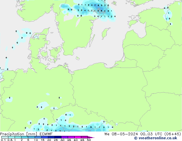Precipitation ECMWF We 08.05.2024 03 UTC