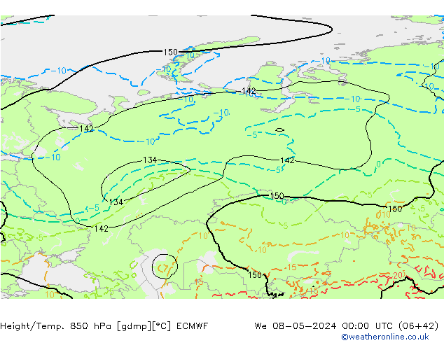 Z500/Rain (+SLP)/Z850 ECMWF We 08.05.2024 00 UTC