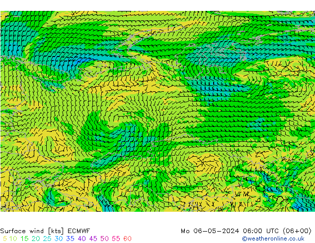 Surface wind ECMWF Mo 06.05.2024 06 UTC