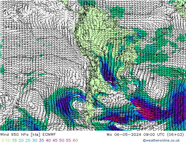 Vent 950 hPa ECMWF lun 06.05.2024 09 UTC