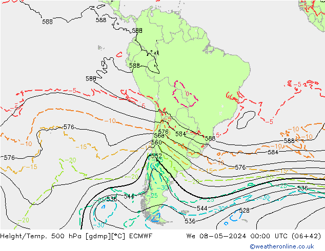 Z500/Rain (+SLP)/Z850 ECMWF ср 08.05.2024 00 UTC