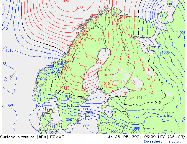 Bodendruck ECMWF Mo 06.05.2024 09 UTC