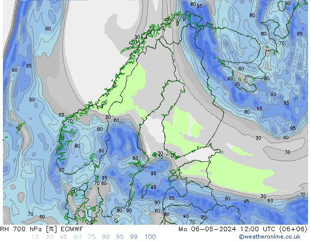 RH 700 hPa ECMWF Mo 06.05.2024 12 UTC