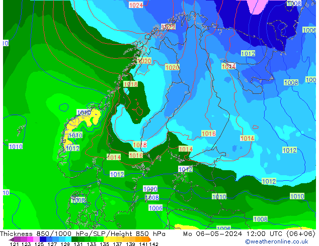 Schichtdicke 850-1000 hPa ECMWF Mo 06.05.2024 12 UTC