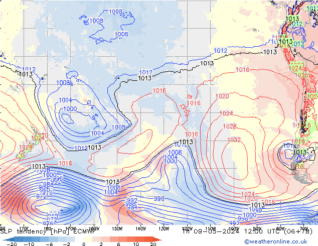 SLP tendency ECMWF Th 09.05.2024 12 UTC
