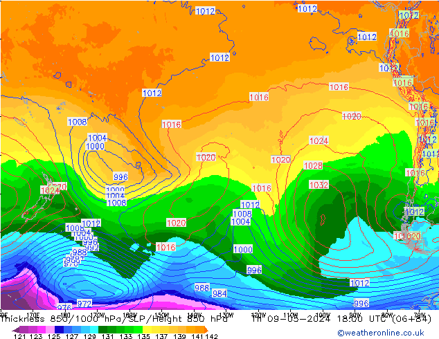 850-1000 hPa Kalınlığı ECMWF Per 09.05.2024 18 UTC