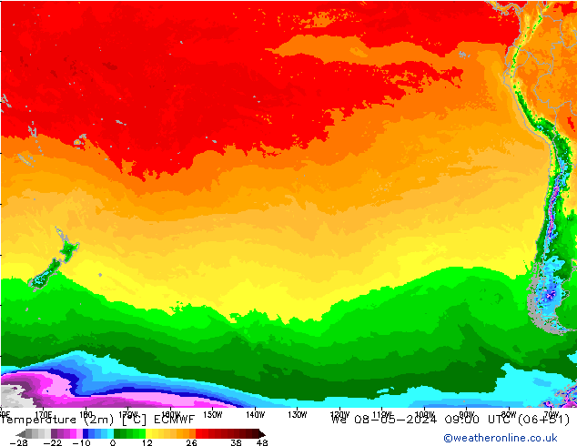 Temperature (2m) ECMWF St 08.05.2024 09 UTC