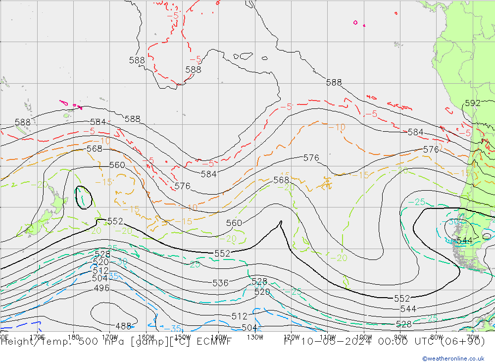 Height/Temp. 500 hPa ECMWF Pá 10.05.2024 00 UTC