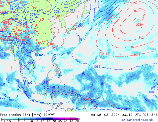 Z500/Rain (+SLP)/Z850 ECMWF Mi 08.05.2024 12 UTC