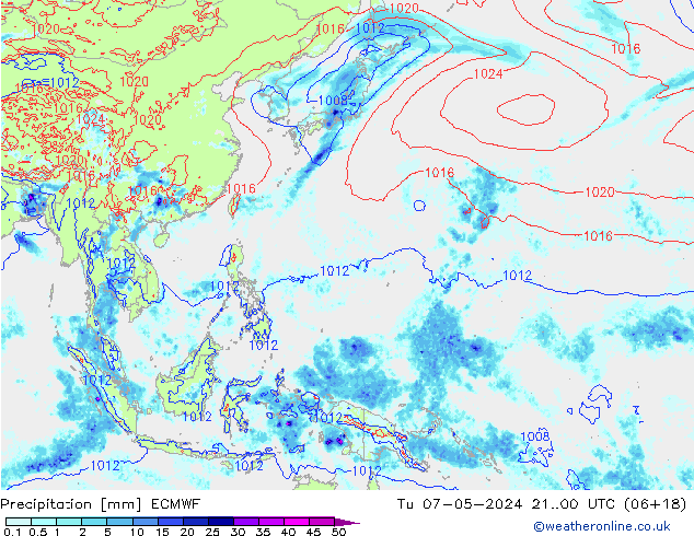 Precipitation ECMWF Tu 07.05.2024 00 UTC