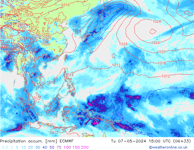 Precipitation accum. ECMWF Tu 07.05.2024 15 UTC