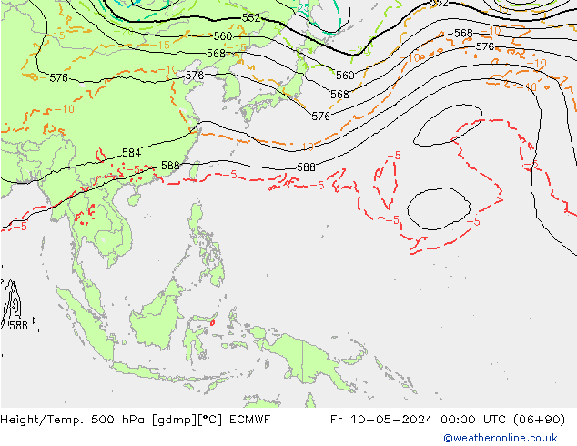 Height/Temp. 500 hPa ECMWF ven 10.05.2024 00 UTC