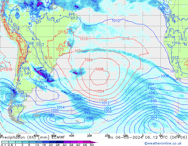 Precipitation (6h) ECMWF Mo 06.05.2024 12 UTC