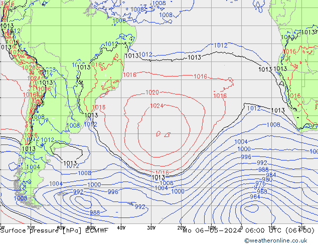 Surface pressure ECMWF Mo 06.05.2024 06 UTC