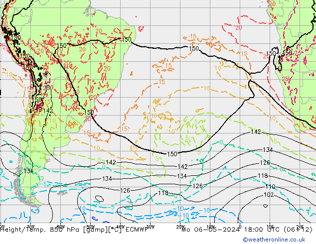 Z500/Rain (+SLP)/Z850 ECMWF pon. 06.05.2024 18 UTC