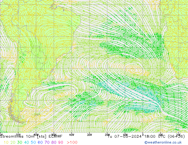 ветер 10m ECMWF вт 07.05.2024 18 UTC