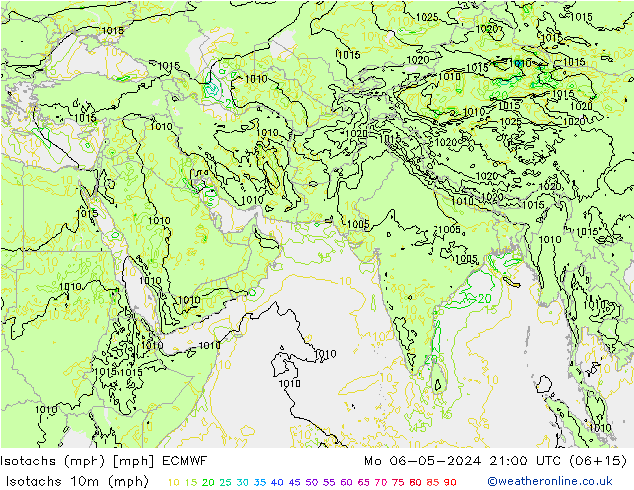 Isotachs (mph) ECMWF Mo 06.05.2024 21 UTC