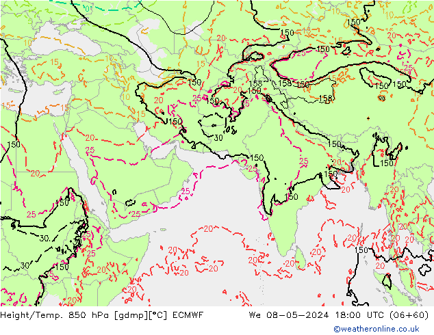 Z500/Rain (+SLP)/Z850 ECMWF We 08.05.2024 18 UTC