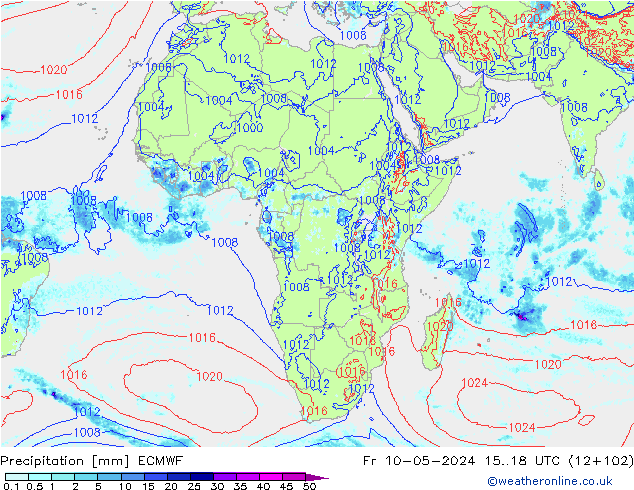 Neerslag ECMWF vr 10.05.2024 18 UTC