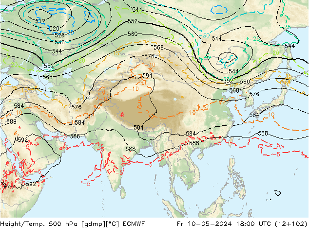 Z500/Rain (+SLP)/Z850 ECMWF Sex 10.05.2024 18 UTC