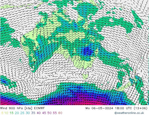Wind 900 hPa ECMWF Mo 06.05.2024 18 UTC