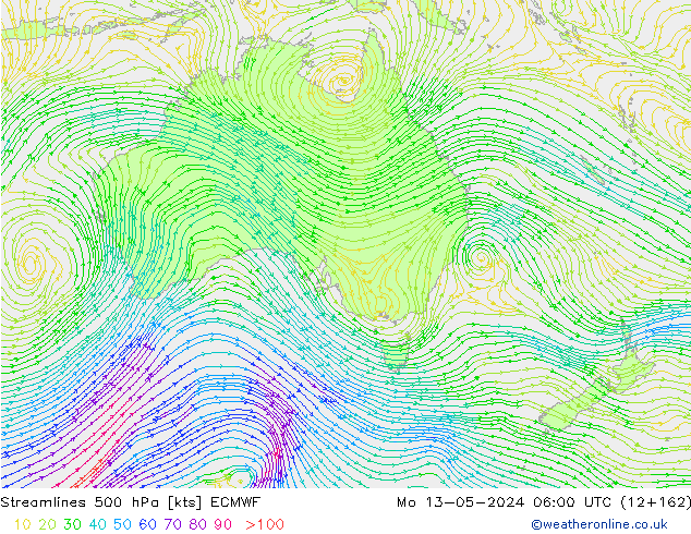 Streamlines 500 hPa ECMWF Mo 13.05.2024 06 UTC