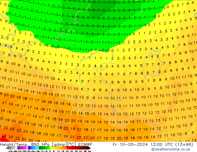 Z500/Rain (+SLP)/Z850 ECMWF Fr 10.05.2024 12 UTC