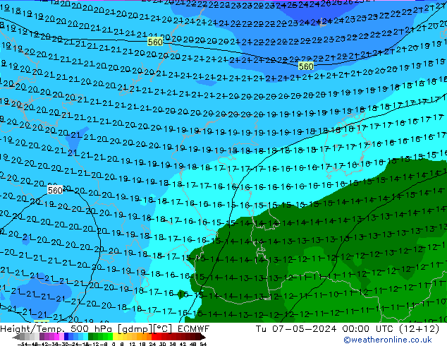 Z500/Rain (+SLP)/Z850 ECMWF Di 07.05.2024 00 UTC