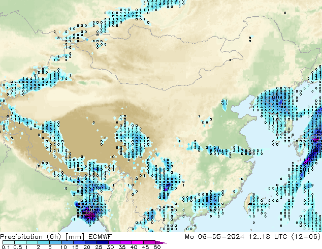 Z500/Rain (+SLP)/Z850 ECMWF 星期一 06.05.2024 18 UTC